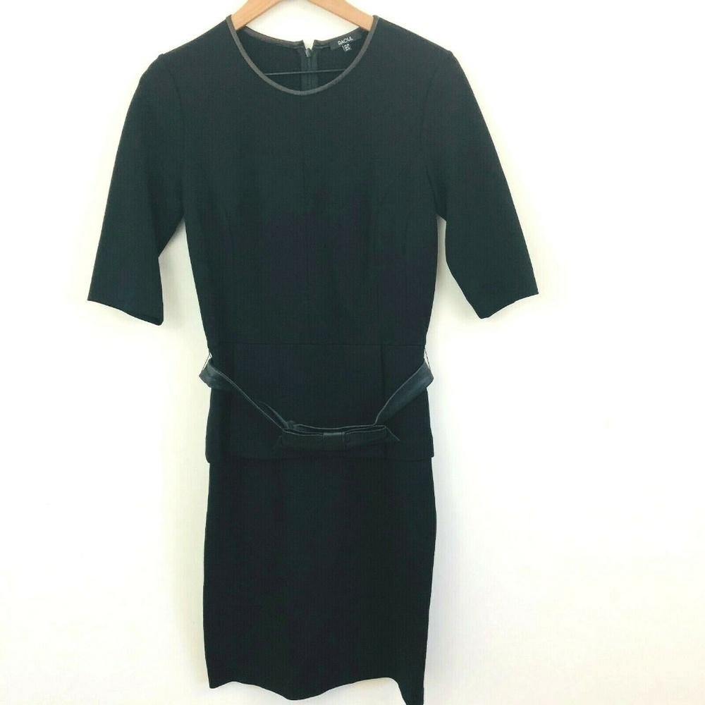 Raoul Solid Black Peplum Lydia Dress 8 - Picture 2 of 5